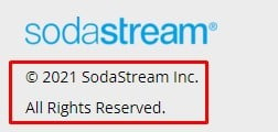 SodaStream website copyright notice: 2021 update