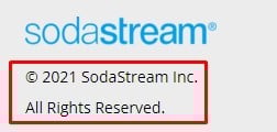 SodaStream website copyright notice: 2021 update