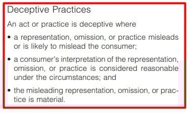 FTC Act Section 5: Unfair or Deceptive Acts or Practices - Deceptive Practices section