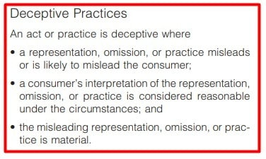 FTC Act Section 5: Unfair or Deceptive Acts or Practices - Deceptive Practices section