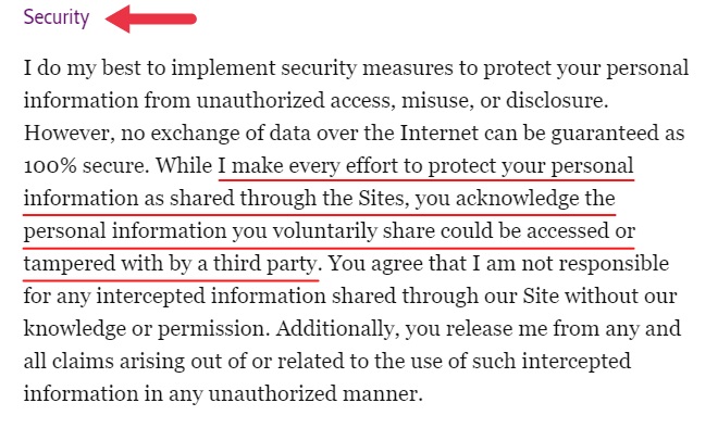 Enchanting Marketing Privacy Policy: Security clause