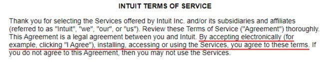 Intuit Terms of Service Introduction section