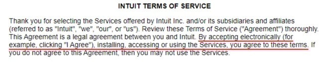 Intuit Terms of Service Introduction section