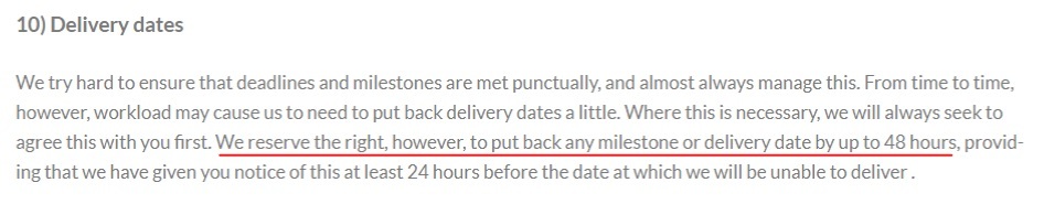 Laurence Blume Terms and Conditions: Delivery Dates clause