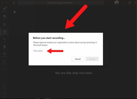 Martin Boam Microsoft Blog: Screenshot of Microsoft meeting recording consent notice
