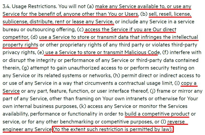 Salesloft Terms of Use: Usage Restrictions clause