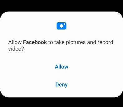 Facebook Android Permissions Dialog: Allow to take pictures and record video