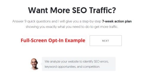 Neil Patel Ubersuggest full screen opt-in example screenshot