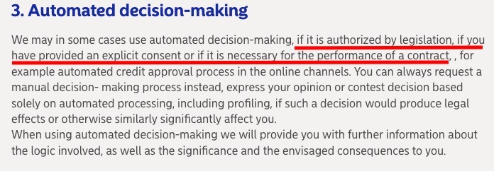 Nordea Markets Privacy Policy: Automated Decision-making clause