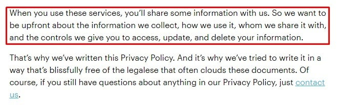 Snap Inc Privacy Policy: Intro section excerpt
