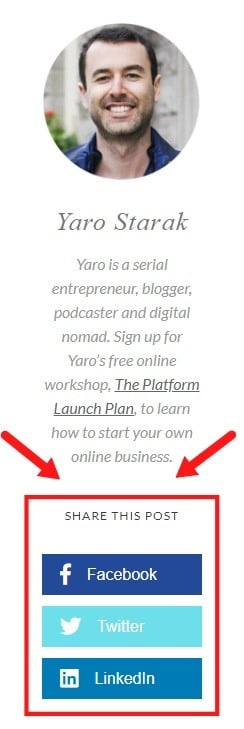 Yaro Starak blog social sharing buttons