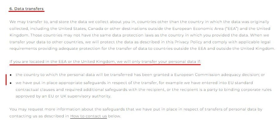 Belmond Privacy Policy: Data Transfers clause updated