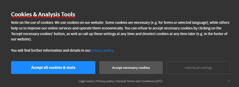 Janitza Cookie Consent Notice updated