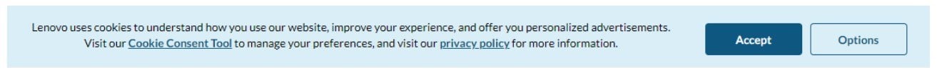 Lenovo Cookie Consent banner - small size