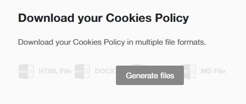 TermsFeed App: Cookies Policy Download page - Download your Cookies Policy in multiple formats option