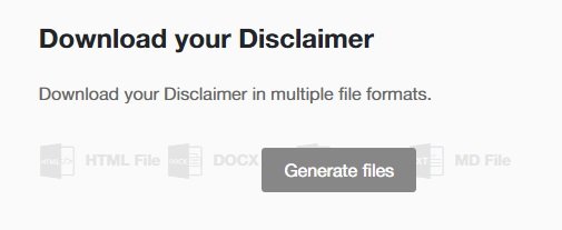 TermsFeed App: Disclaimer Download page - Download your Disclaimer in multiple formats option
