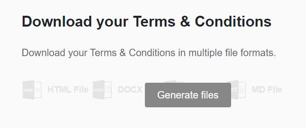 TermsFeed App: Terms and Conditions Download page - Download your Terms and Conditions in multiple formats option