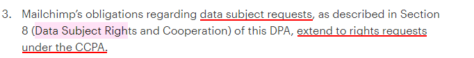 Mailchimp Data Processing Addendum: CCPA Data Subjects Rights