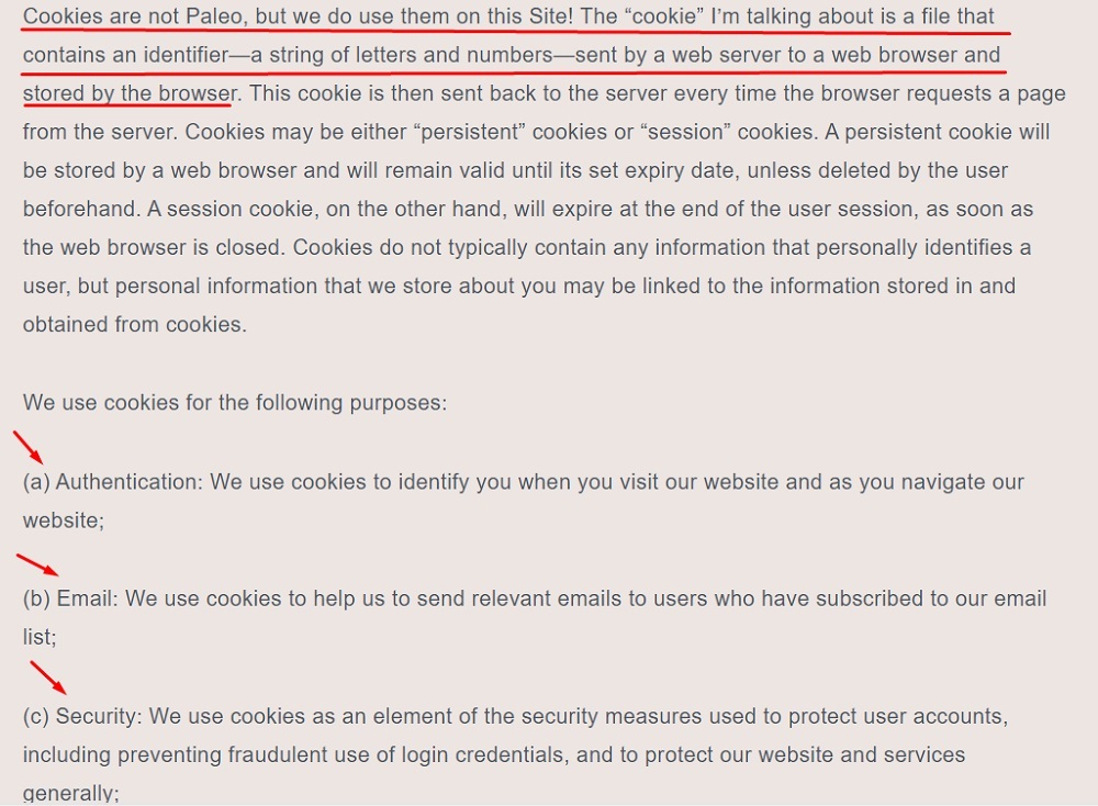 Michelle Tam Privacy Policy: Cookies clause