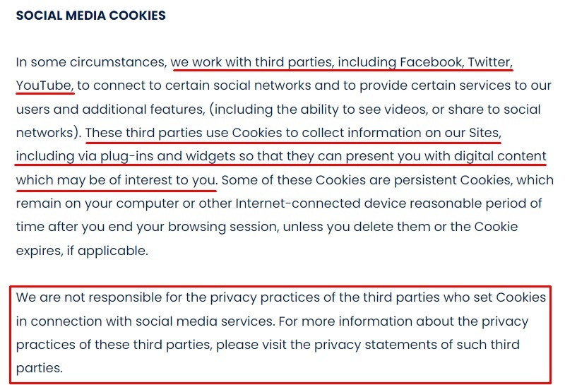 Rise Cookie Policy: Social Media Cookies clause