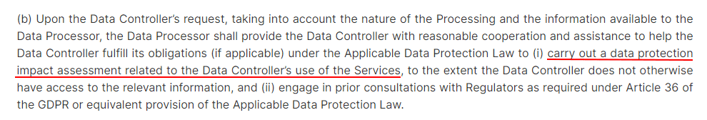 Semrush DPA: Data protection impact assessment section