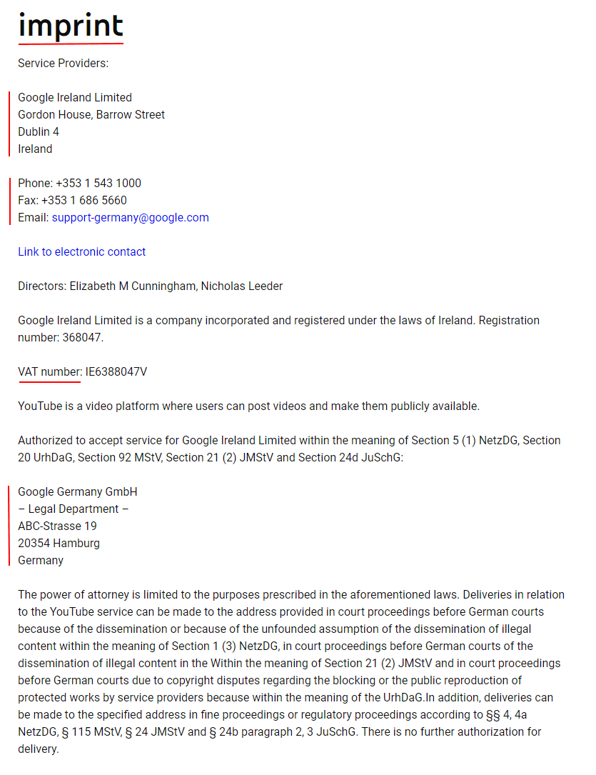 Impressum –