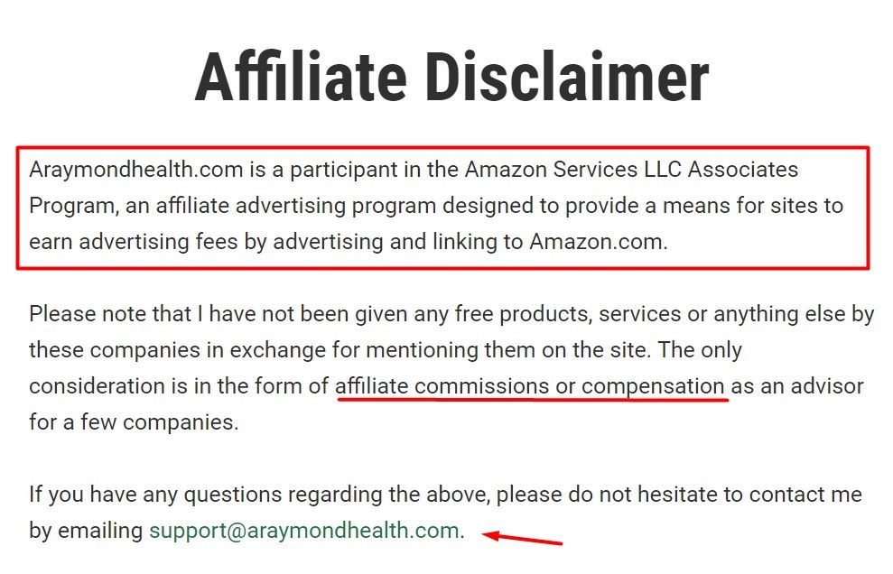 Andrew Raymond Health Coaching Affiliate Disclaimer