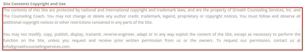 Counselors Coach Disclaimer: Site Contents Copyright and Use section