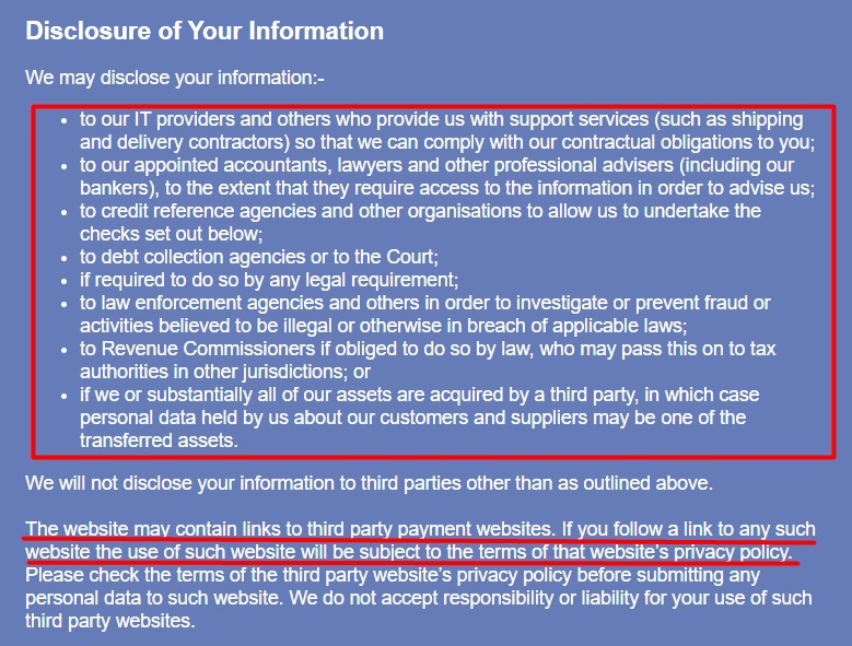Des Canning Privacy Policy: Disclosure of Your Information clause