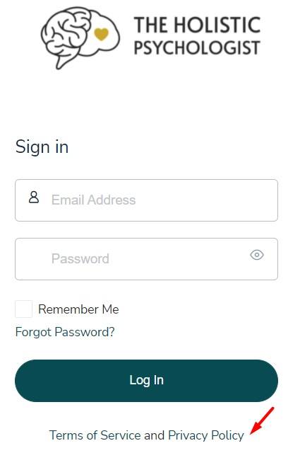 Dr Nicole LePera Login form with Privacy Policy link highlighted