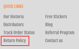 Papichulo Style website footer with Return Policy link highlighted_
