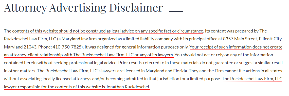 Ruckdeschel Law Firm: Attorney Advertising Disclaimer - Updated for 2022