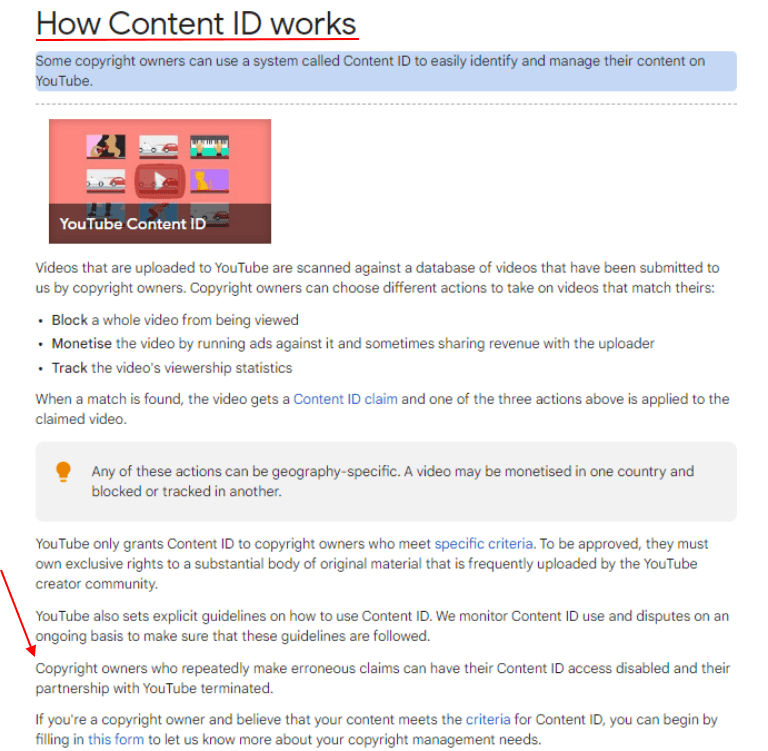 YouTube How Content ID Works page screenshot