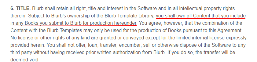 Blurb Mobile EULA: Title clause
