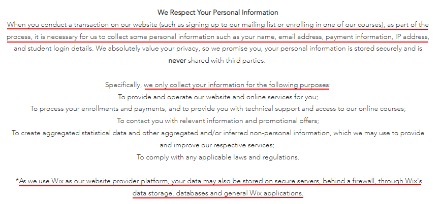 Evolve Healing Institute Privacy Policy: We Respect  Your Personal Information and Wix clause
