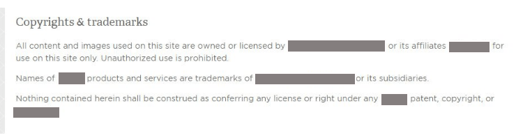 Generic Copyright and Trademark notice disclaimer
