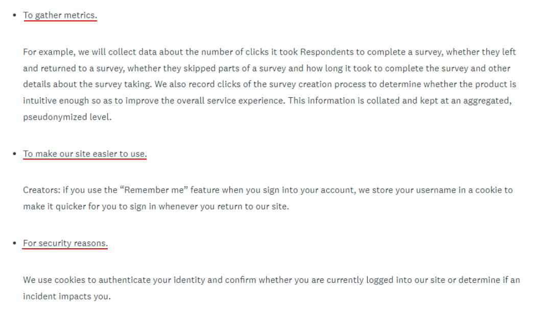 SurveyMonkey Privacy Policy: Cookies clause