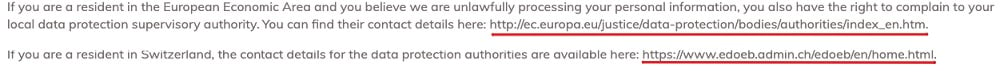 Verbolia Privacy Policy: What are your privacy rights clause excerpt with contact information highlighted