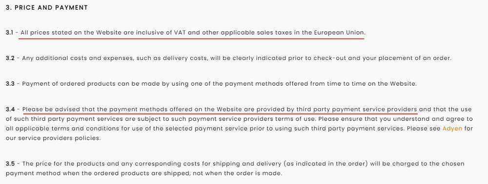 Cest Normal Terms and Conditions: Price and Payment clause