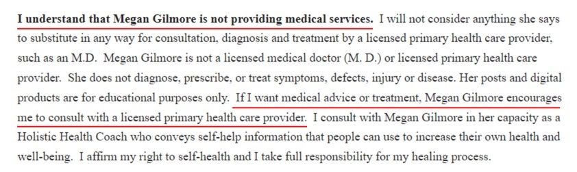 Detoxinista Terms of Service: Medical services disclaimer
