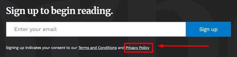 Forbes email newsletter sign-up form with Privacy Policy link highlighted