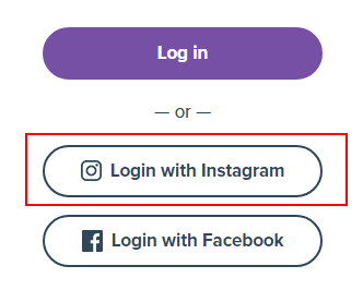 Login buttons with Login With Instagram highlighted