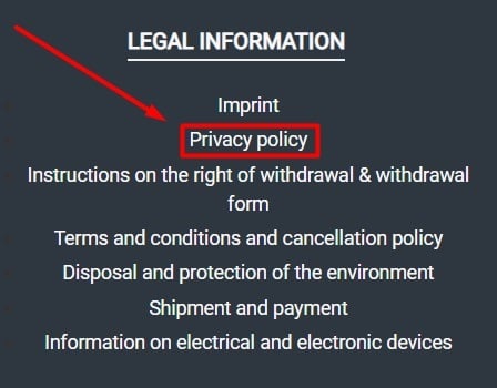 Aoyue website footer with Privacy Policy link highlighted