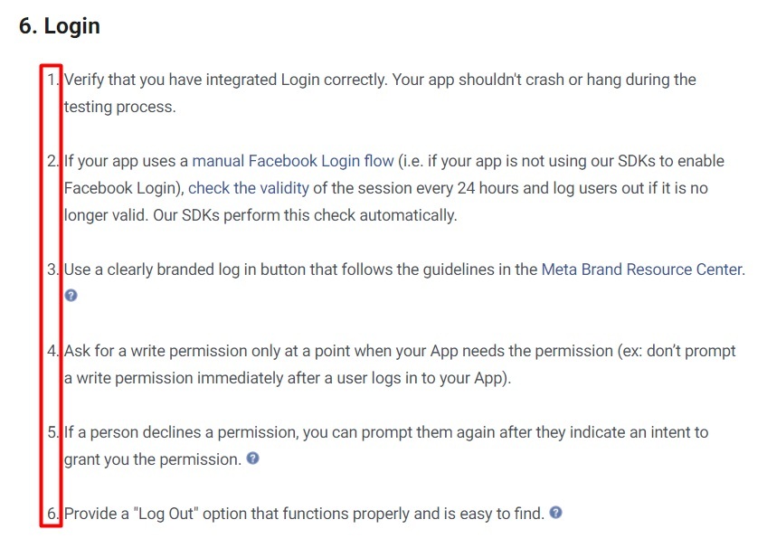Facebook Developer Policies: Login clause