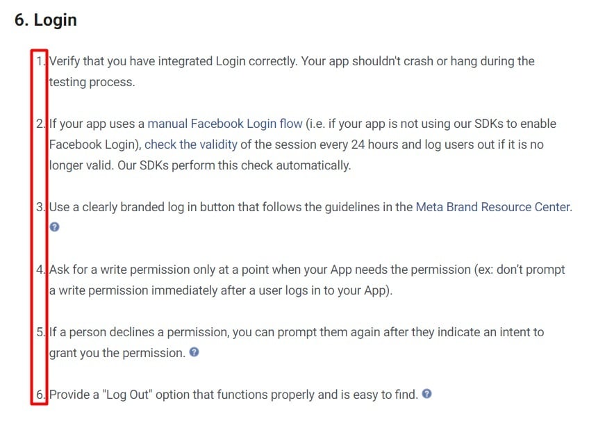 Facebook Developer Policies: Login clause