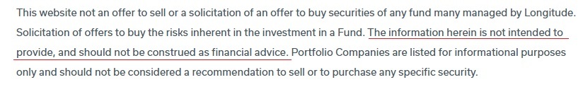 Longitude Capital financial disclaimer