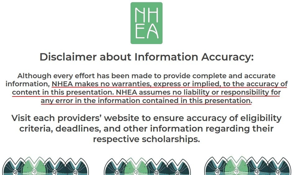 Native Hawaiian Education Association presentation: Disclaimer about Information Accuracy