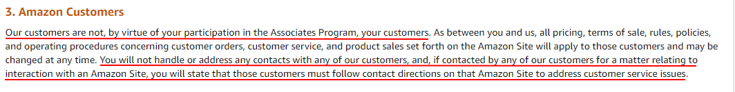 Amazon Associates Program Operating Agreement: Customers Clause