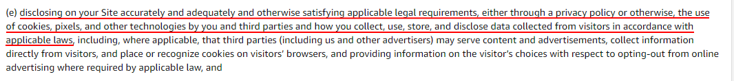 Amazon Associates Program Participation Requirements: Privacy Policy requirement