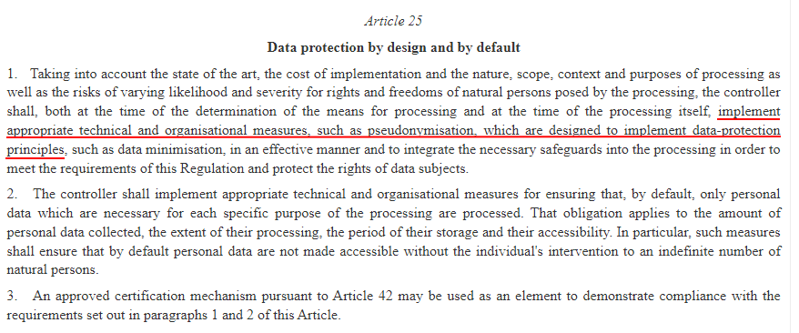 EUR Lex GDPR Article 25